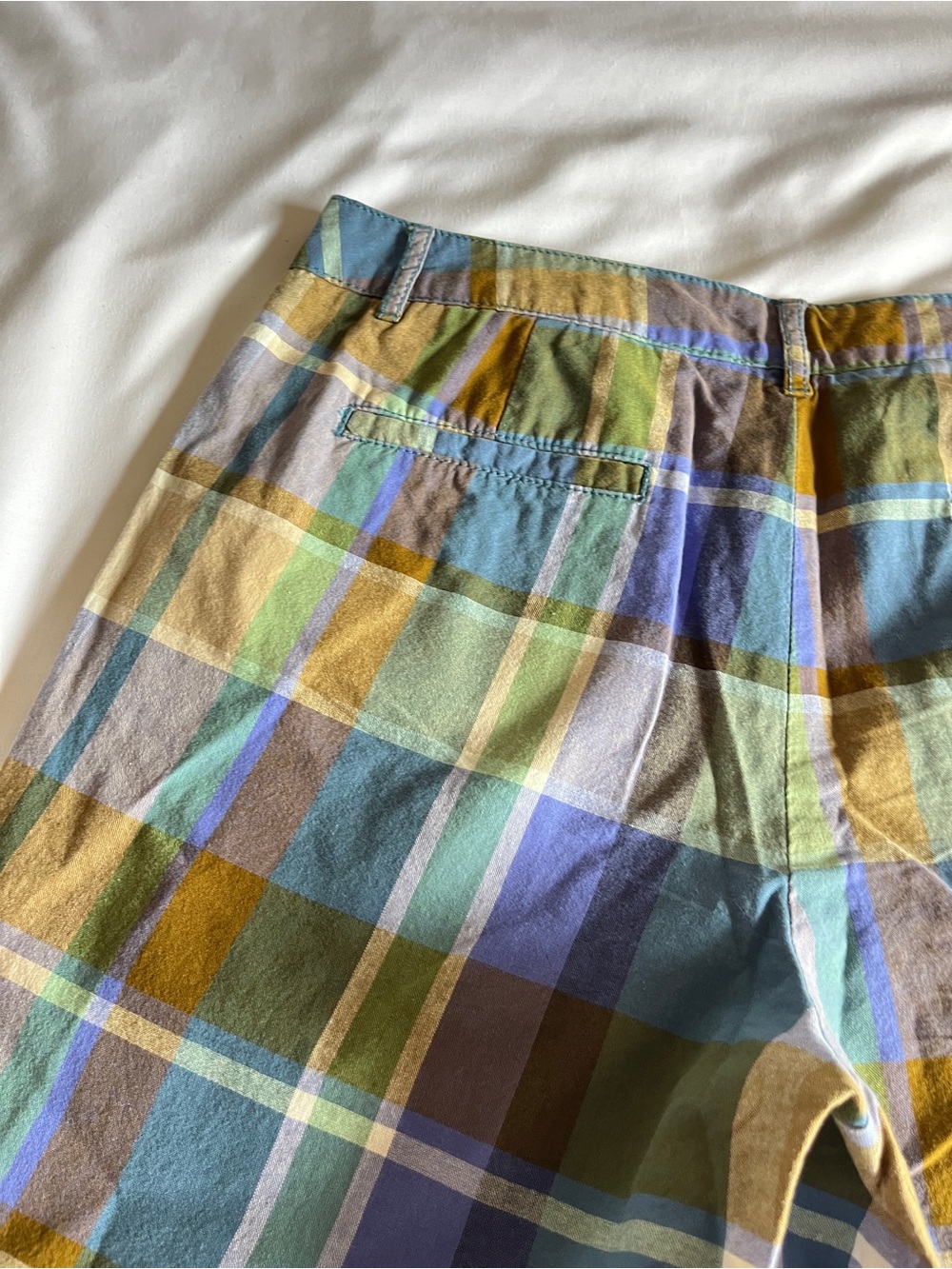 Merona Women Plaid Shorts Size 8 Cotton Blue Green Brown Casual Summer Chino - Picture 13 of 16